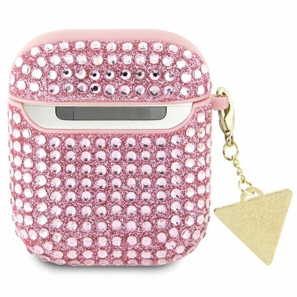 Guess GUA2HDGTPP AirPods 1/2 cover Pink Rhinestone Triangle Charm