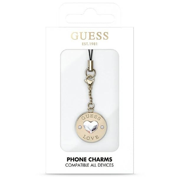 Guess case hanger GUCPMHGLD  Phone Strap Heart Diamond Charm with Rhinestones