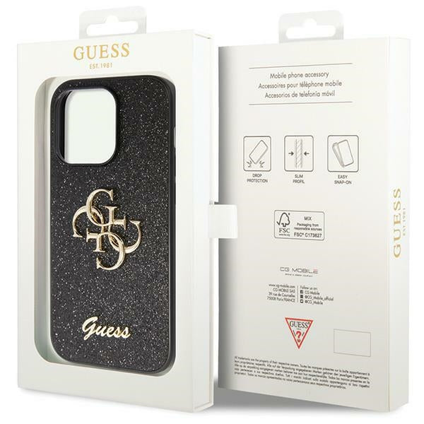 GUESS GUHCP14XHG4SGK Hardcase FIXED GLITTER BIG 4G Black iPhone 14 Pro Max