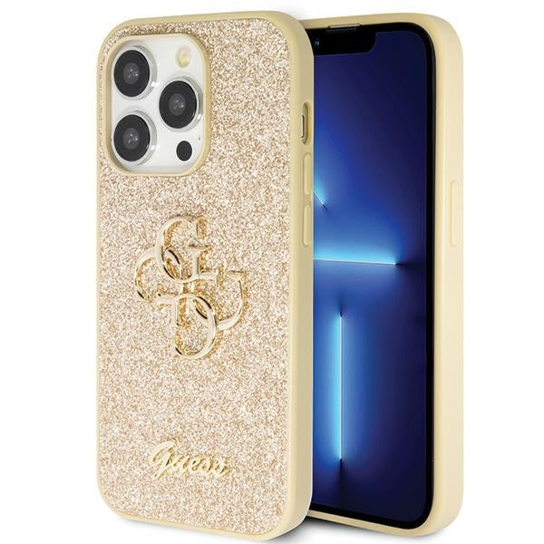 Guess GUHCP14XHG4SGD iPhone 14 Pro Max gold hardcase Glitter Script Big 4G
