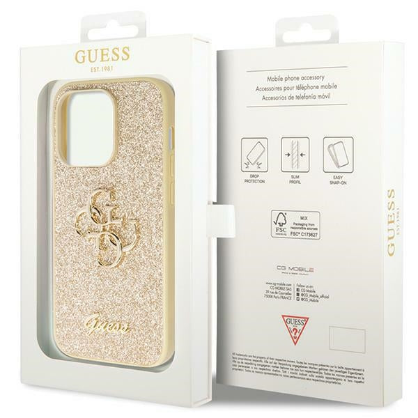 Guess GUHCP14XHG4SGD iPhone 14 Pro Max gold hardcase Glitter Script Big 4G