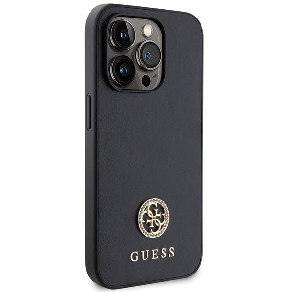 Guess GUHCP13LPS4DGPK iPhone 13 Pro black hardcase Strass Metal Logo