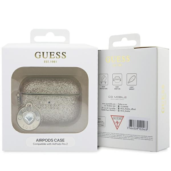 Guess GUAP2PGEHCDD AirPods Pro 2 (2022/2023) cover old Fixed Glitter Heart Diamond Charm