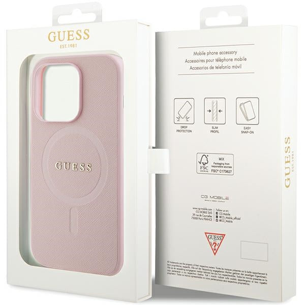Guess GUHMP13XPSAHMCP iPhone 13 Pro Max pink hardcase Saffiano MagSafe