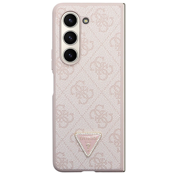 Guess GUHCZFD5P4TDPP F946 Z Fold5 pink hardcase Leather 4G Triangle Strass
