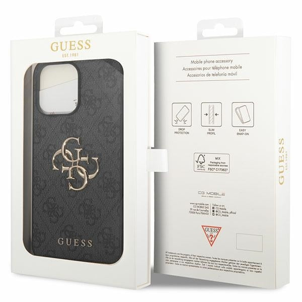 Guess iPhone 15 Pro Max Grey hardcase 4G Big Metal Logo