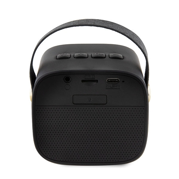 Guess speaker Bluetooth GUWSB2P4SMK Speaker mini black 4G Leather Script Logo with Strap