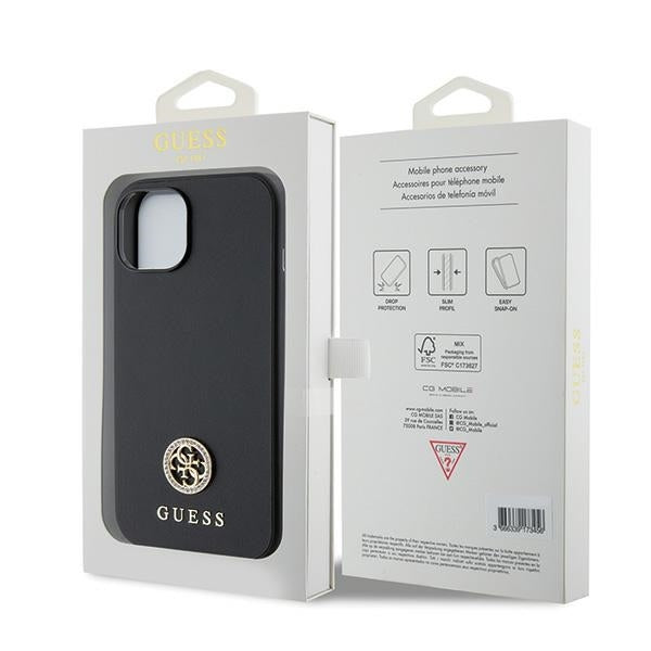 Guess GUHCP15MPS4DGPK iPhone 15 Plus black hardcase Strass Metal Logo