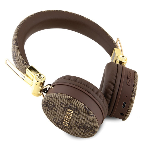 Guess earphones Bluetooth GUBH704GEMW brown 4G Metal Logo