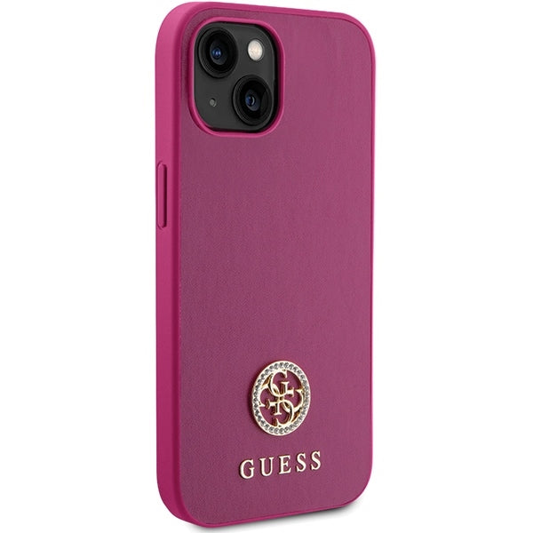 Guess GUHCP15SPS4DGPP iPhone 15 / 14 / 13 Pink hardcase Strass Metal Logo