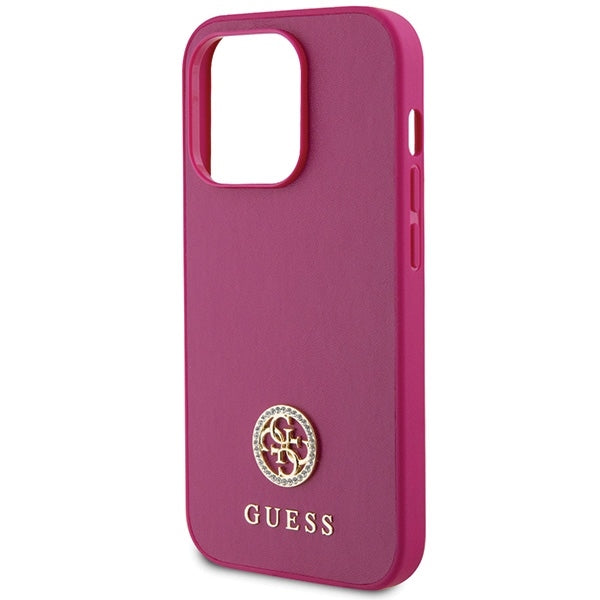 Guess GUHCP15XPS4DGPP iPhone 15 Pro Max Pink hardcase Strass Metal Logo