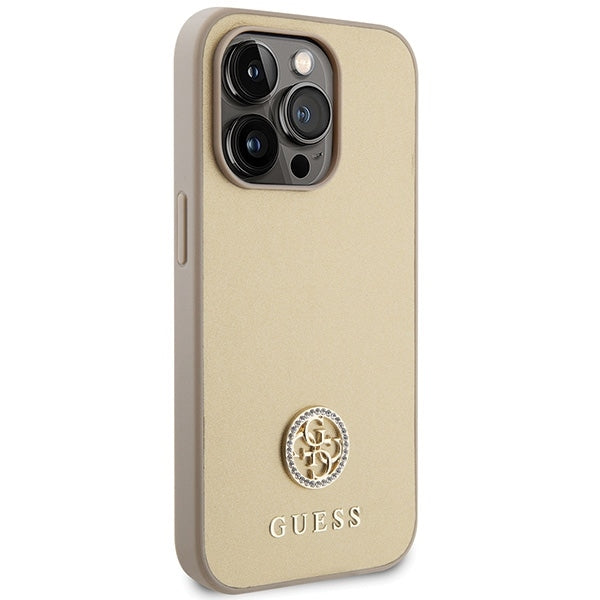 Guess GUHCP15LPS4DGPD iPhone 15 Pro Gold hardcase Strass Metal Logo