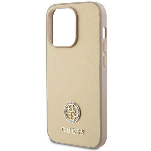 Guess GUHCP15LPS4DGPD iPhone 15 Pro Gold hardcase Strass Metal Logo