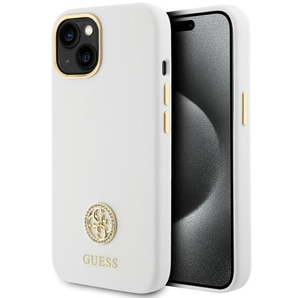 Guess GUHCP15SM4DGPH iPhone 15 / 14 / 13 white hardcase Silicone Logo Strass 4G