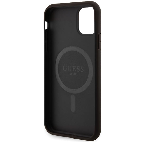 Guess GUHMN61G4GFRK iPhone 11/ Xr black hardcase 4G Collection Leather Metal Logo MagSafe