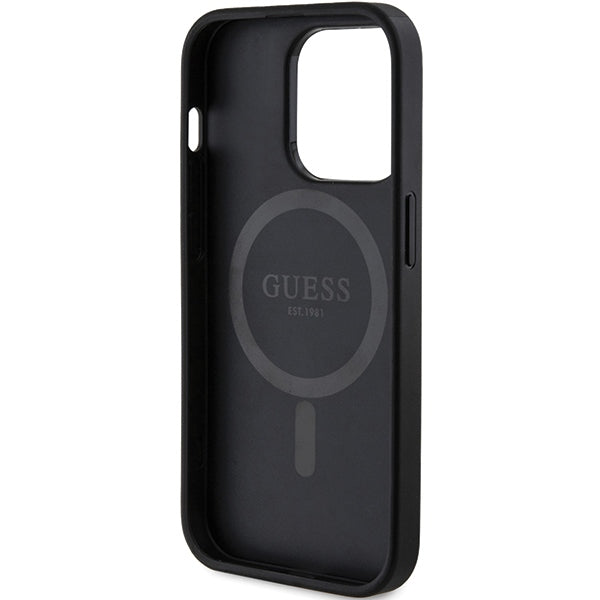 Guess GUHMP15LG4GFRK iPhone 15 Pro black hardcase 4G Collection Leather Metal Logo MagSafe