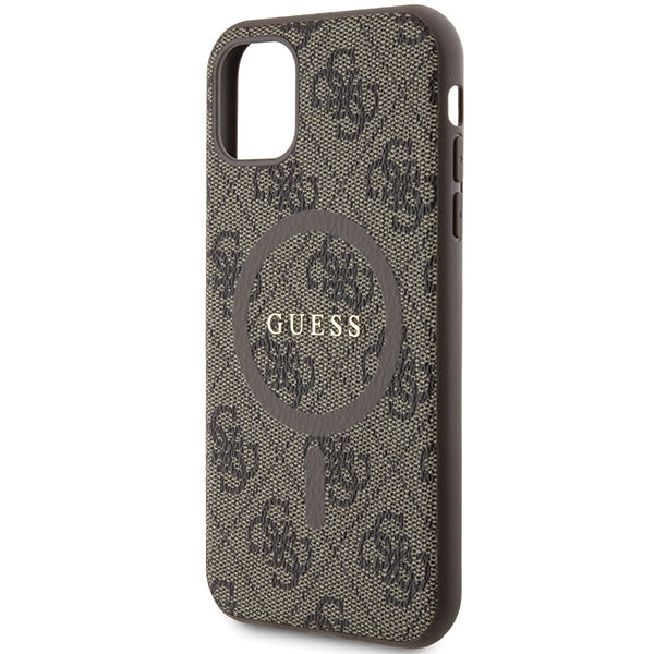 Guess GUHMN61G4GFRW iPhone 11/ Xr Brown hardcase 4G Collection Leather Metal Logo MagSafe