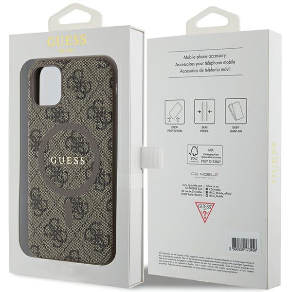Guess GUHMN61G4GFRW iPhone 11/ Xr Brown hardcase 4G Collection Leather Metal Logo MagSafe