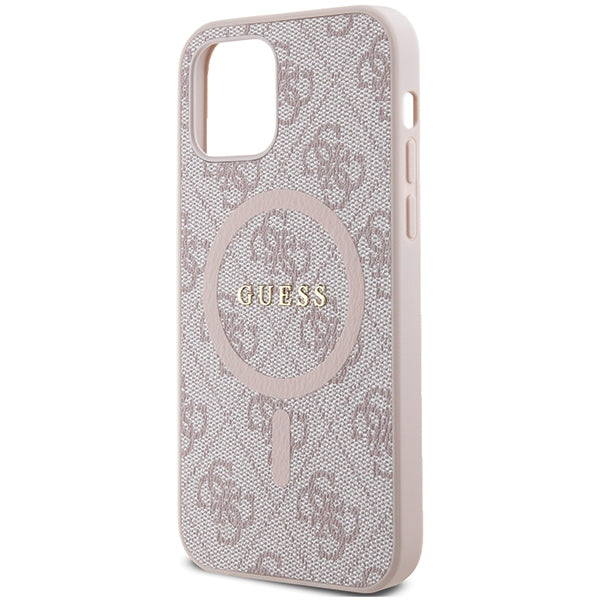 Guess GUHMP12MG4GFRP iPhone 12/12 Pro Pink hardcase 4G Collection Leather Metal Logo MagSafe