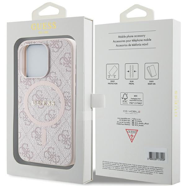 Guess GUHMP13XG4GFRP iPhone 13 Pro Max pink hardcase 4G Collection Leather Metal Logo MagSafe