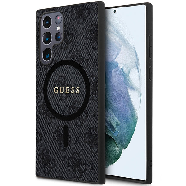 Guess GUHMS24LG4GFRK S24 Ultra S928 Black hardcase 4G Collection Leather Metal Logo MagSafe