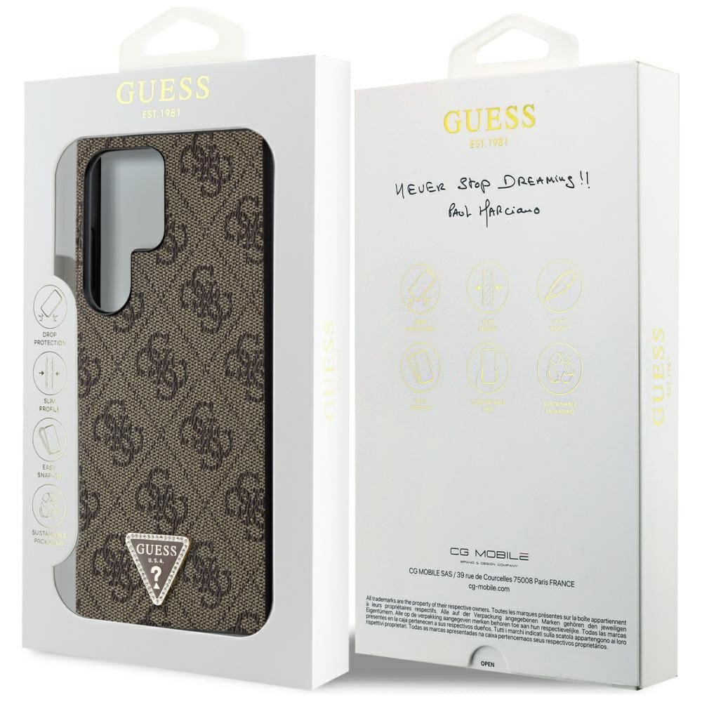 Guess GUHCS24LPGS4TDW S24 Ultra S928 brown hardcase Grip Stand 4G Triangle Strass