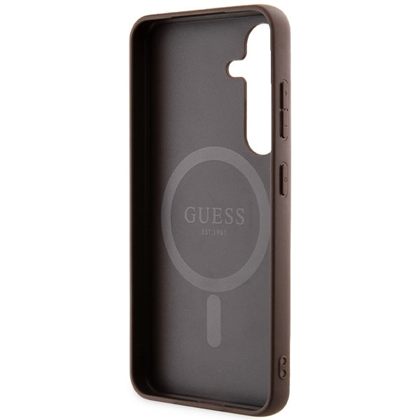 Guess GUHMS24SG4GFRW S24 S921 Brown Hardcase 4G Collection Leather Metal Logo MagSafe