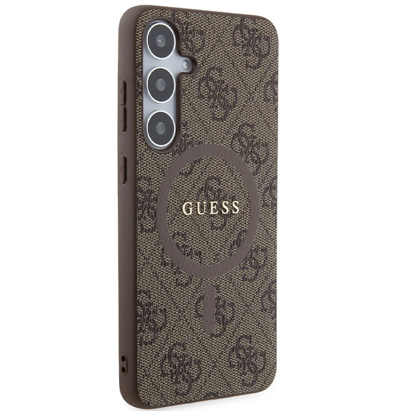 Guess GUHMS24MG4GFRW S24+ S926 Brown Hardcase 4G Collection Leather Metal Logo MagSafe