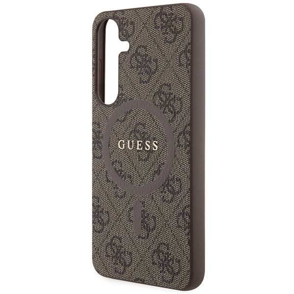 Guess GUHMS24MG4GFRW S24+ S926 Brown Hardcase 4G Collection Leather Metal Logo MagSafe