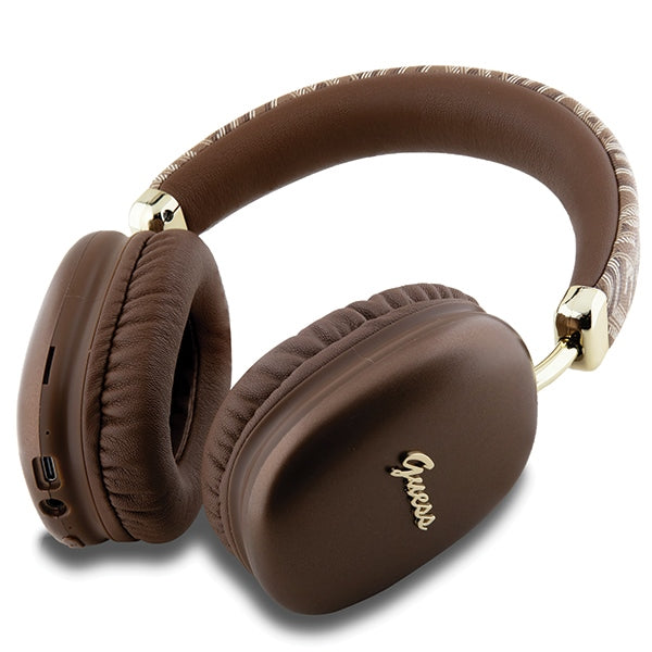 Guess Bluetooth on-ear headphones GUBHK1GCTCSW Brown Metallic Script Logo