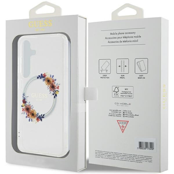 Guess S24 S921 transparent hardcase IML Flowers Wreath MagSafe