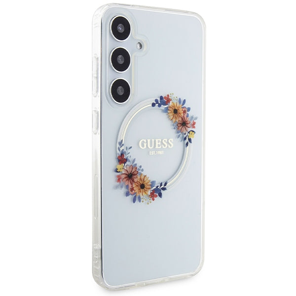 Guess Galaxy S24+ S926 transparent hardcase IML Flowers Wreath MagSafe