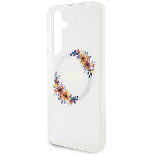 Guess Galaxy S24+ S926 transparent hardcase IML Flowers Wreath MagSafe