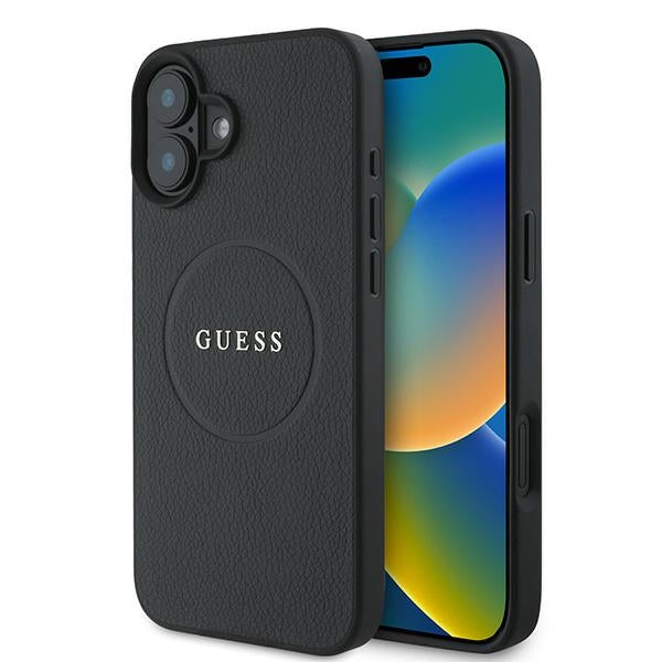 Guess GUHMP16MPGTSPSK iPhone 16 plus black hardcase Grained Triangle MagSafe