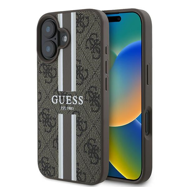 Guess GUHMP16MP4RPSW iPhone 16 Plus brown hardcase 4G Printed Stripes MagSafe