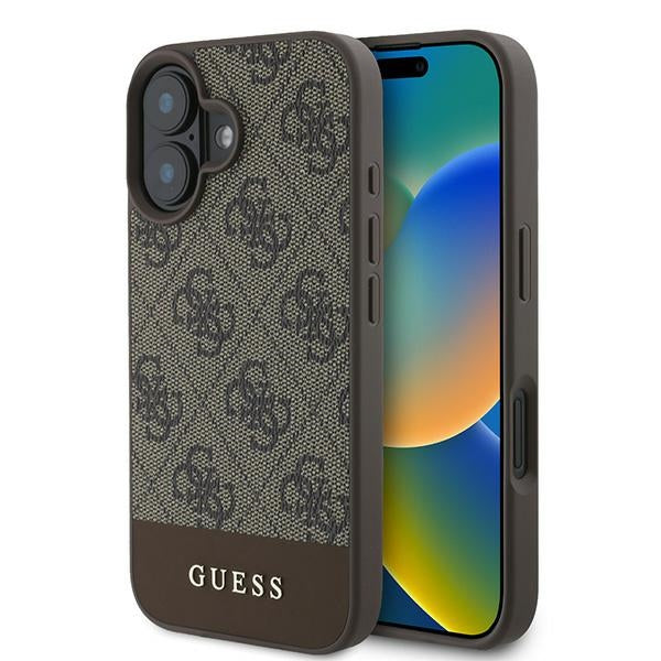 Guess GUHCP16MG4GLBR iPhone 16 Plus Brown hardcase 4G Bottom Stripe