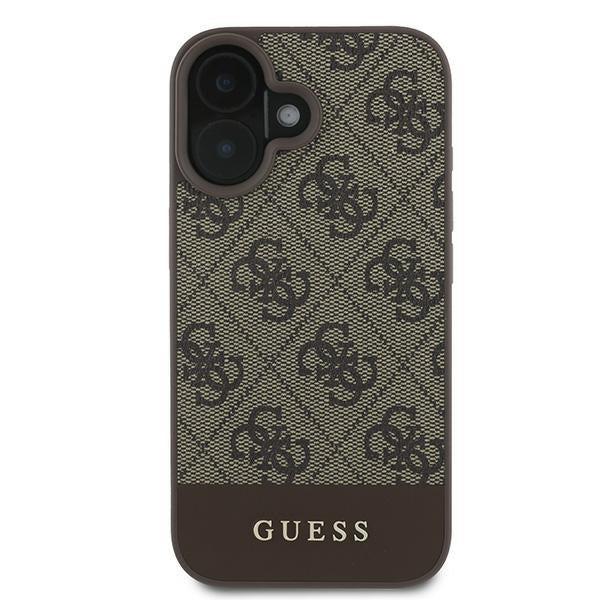 Guess GUHCP16MG4GLBR iPhone 16 Plus Brown hardcase 4G Bottom Stripe
