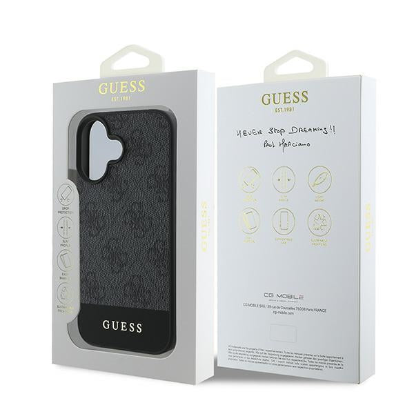 Guess GUHCP16MG4GLGR iPhone 16 Plus Grey hardcase 4G Bottom Stripe