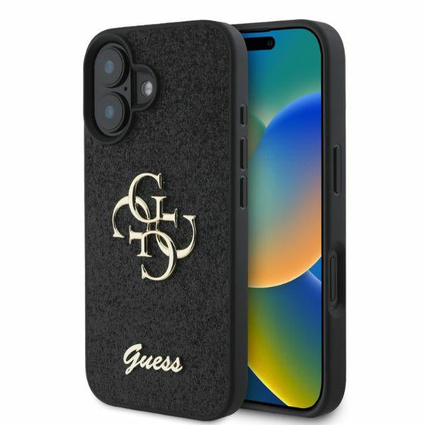Guess GUHCP16SHG4SGK iPhone 16 black hardcase Fixed Glitter Big 4G
