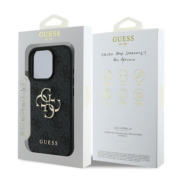 Guess GUHCP16L4GMGGR Hardcase 4G PU Big Logo Black iPhone 16 Pro