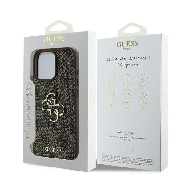 Guess GUHCP16X4GMGBR Hardcase 4G PU Big Logo Brown iPhone 16 Pro Max