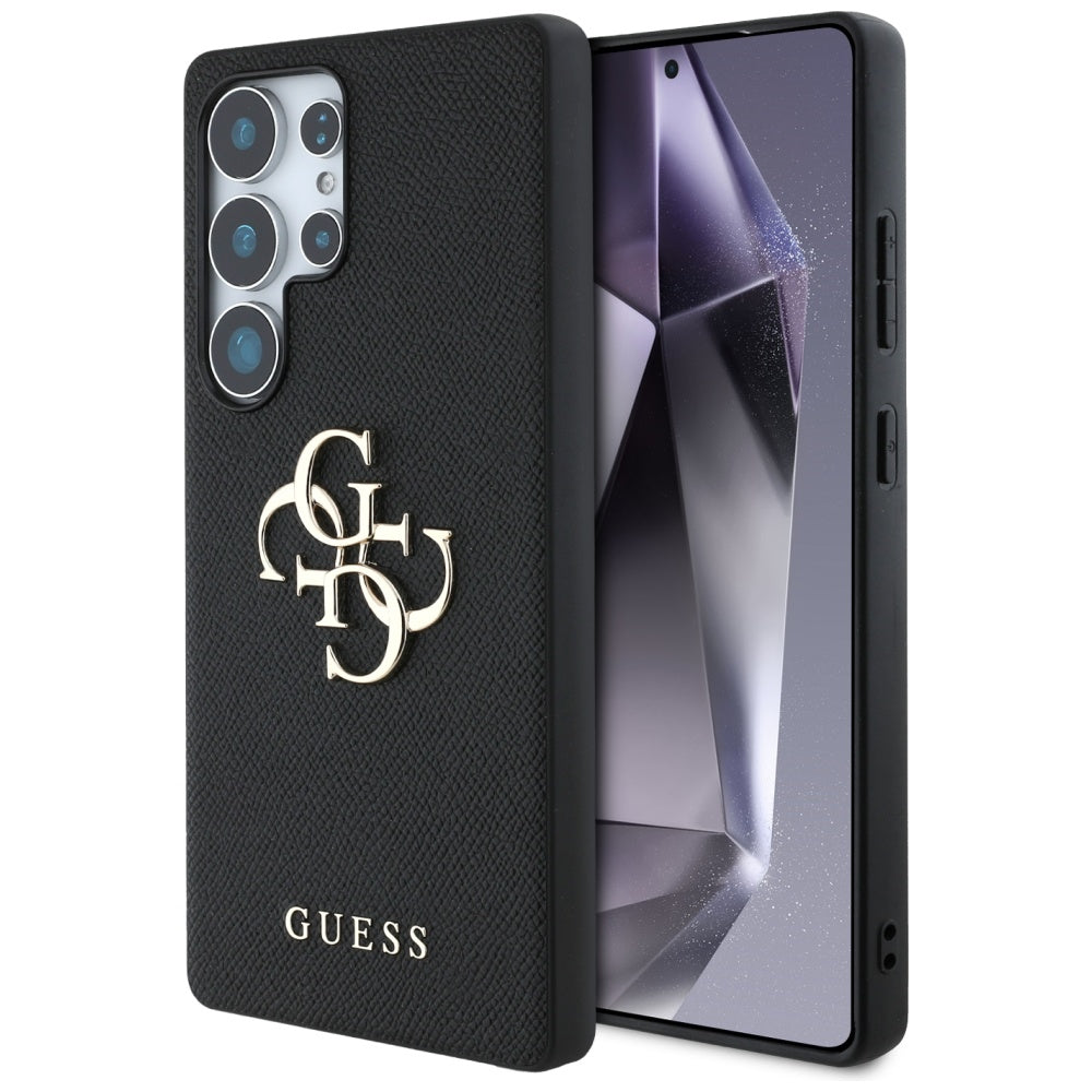Guess GUHCS25LPGT4MBK hardcase for Galaxy S25 Ultra Grained Big 4G Logo Small Classic Logo Black