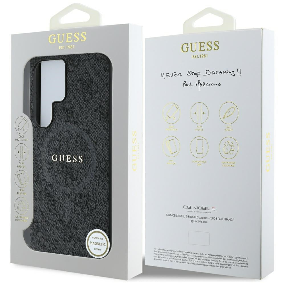 Guess GUHMS25LG4GFRK Leather 4G Colored Ring Classic Logo MagSafe Samsung Galaxy S25 Ultra black