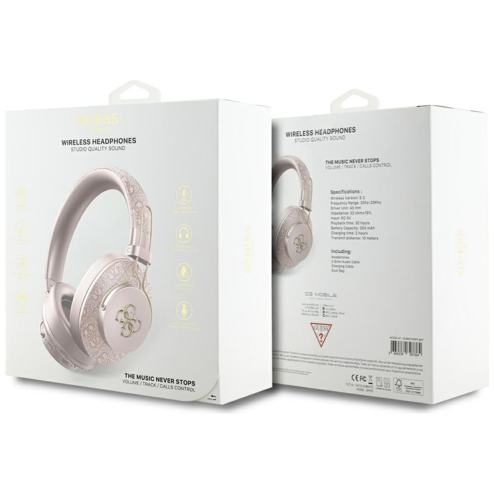 Guess Headphones Guess Bluetooth ENC Metal 4G Logo pink