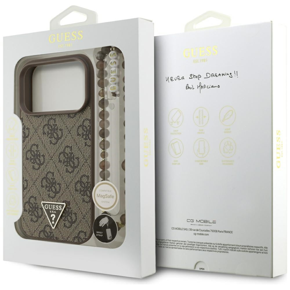 Guess GUHMP17XP4TSDPPSW 4G Strap Triangle Logo MagSafe case for iPhone 17 Pro Max brown