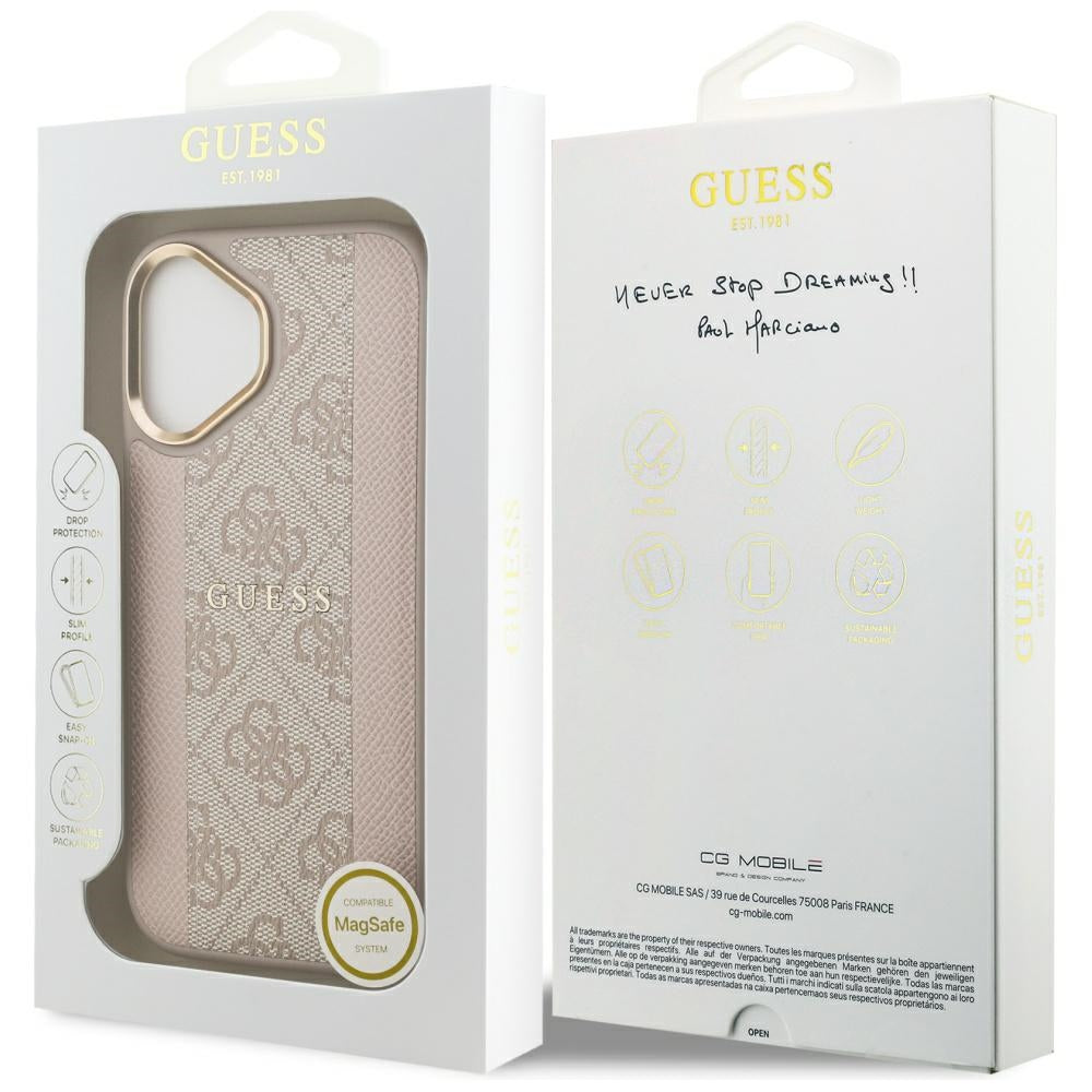 GUESS GUHMP17SPG4SEMCP HardCase MagSafe PU W/ 4G PU Stripe Pink iPhone 17