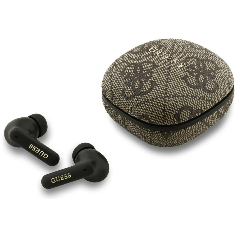 Earphones TWS ENC Guess 4G Classic Metal Logo brown