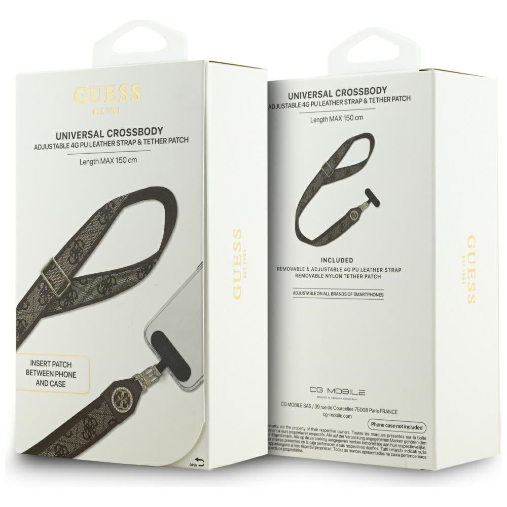 Guess Universal lanyard Guess CBDY 4G Tether Patch Strass Metal Logo brown