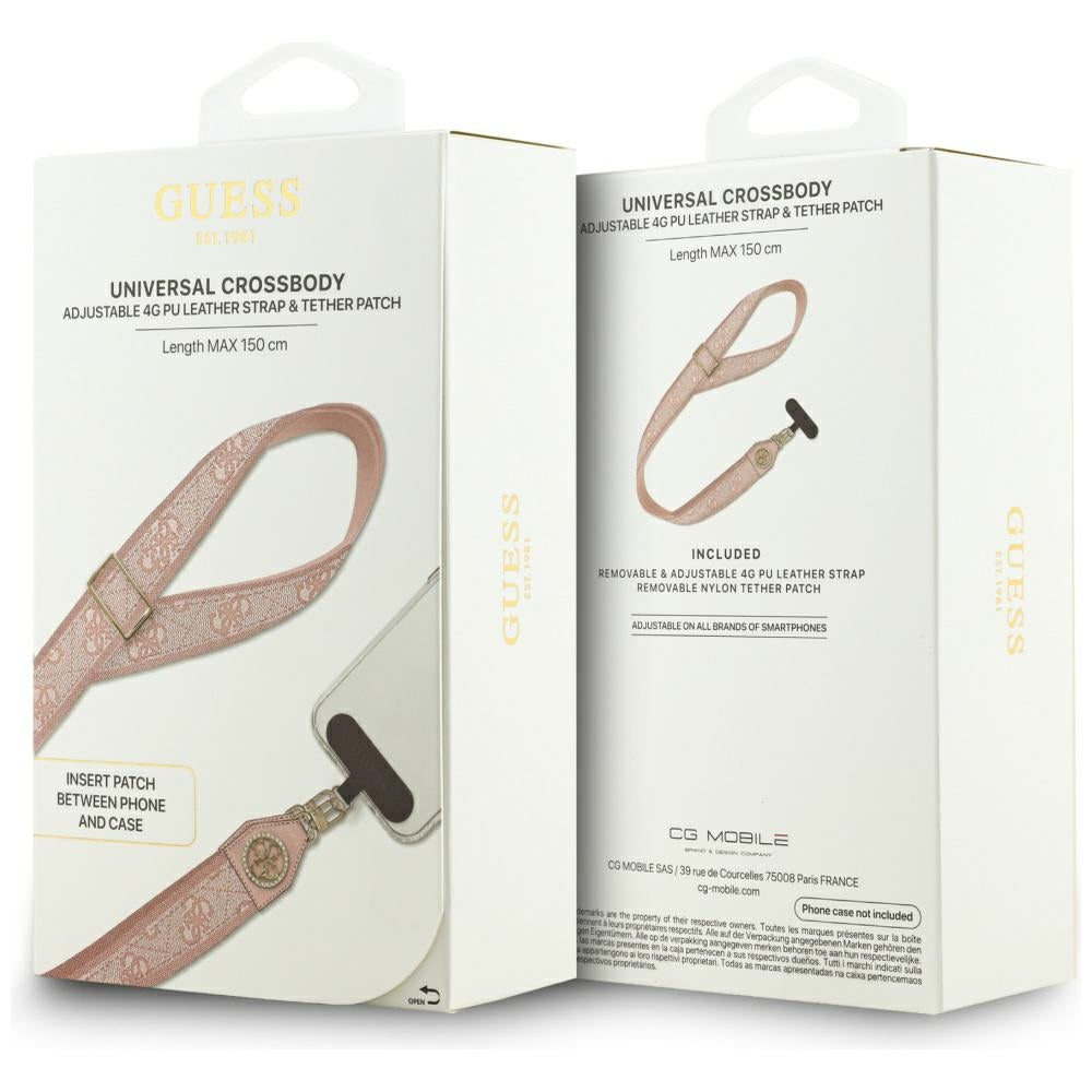 Guess Universal lanyard Guess CBDY 4G Tether Patch Strass Metal Logo Pink