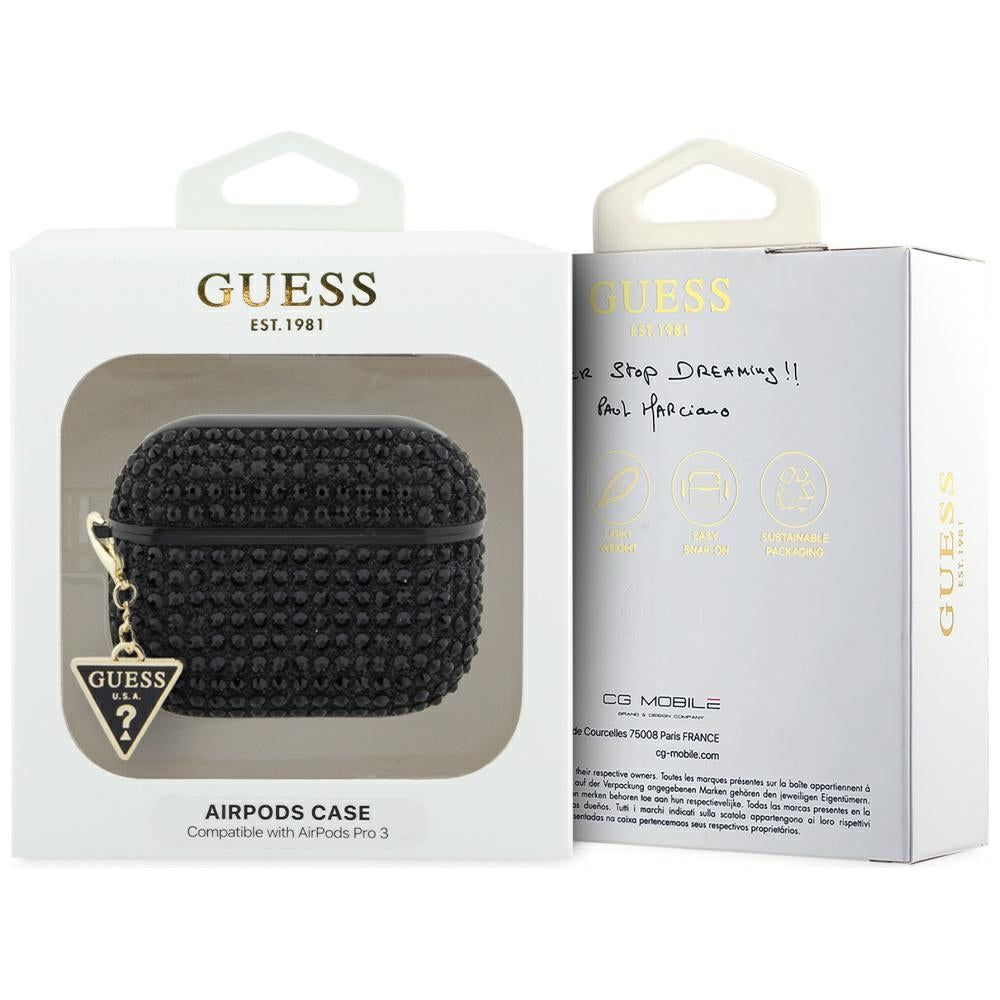 Guess GUAP3HDGTPK Rhinestone Triangle Charm for AirPods Pro 3 black